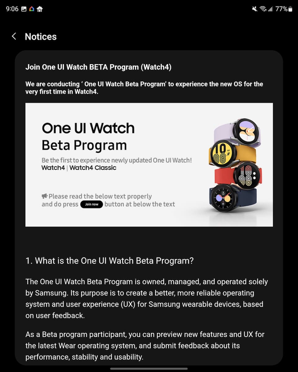 samsung galaxy watch 4 beta signup