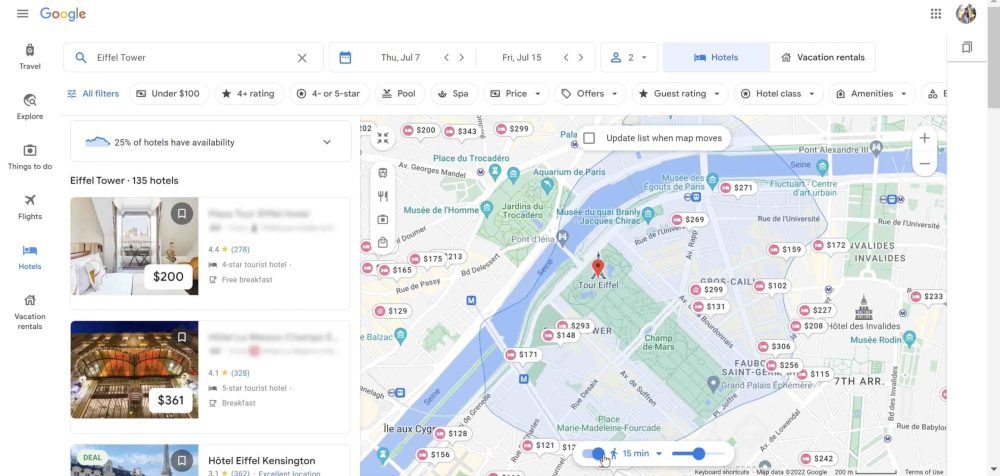 Google Travel Hotels sites