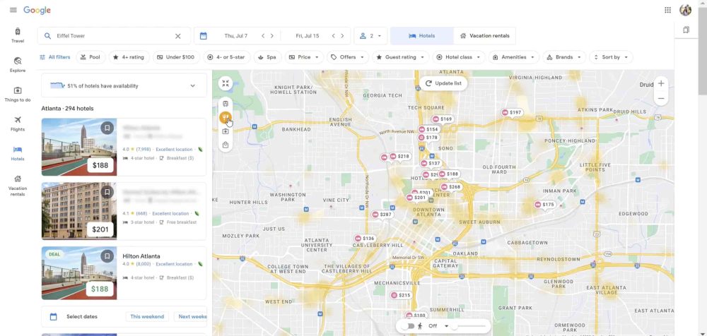 Google Travel Hotels sites