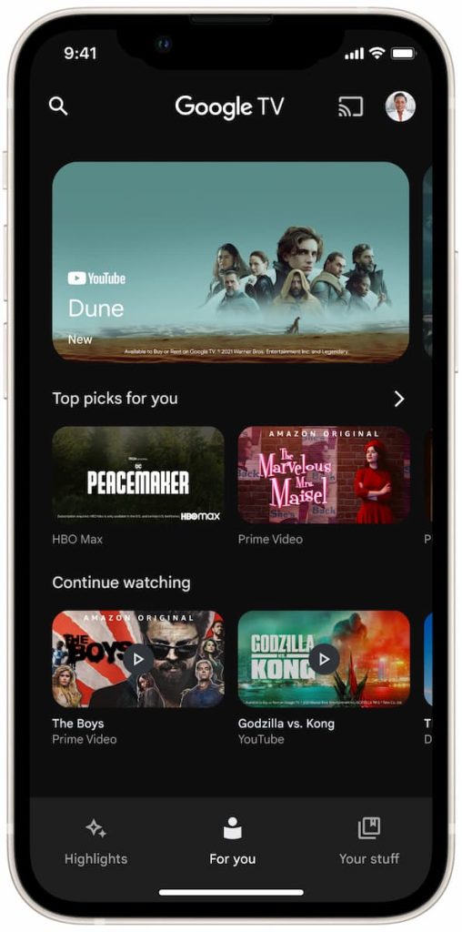 google tv app ios iphone