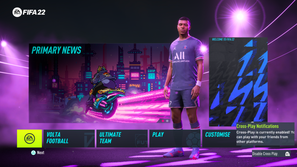 FIFA 22 cross-play notifications