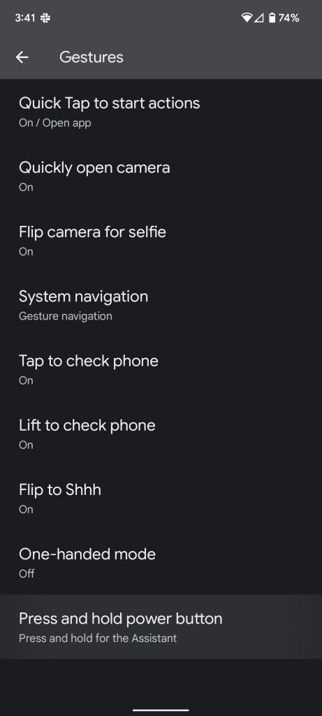 Set power button Google Assistant