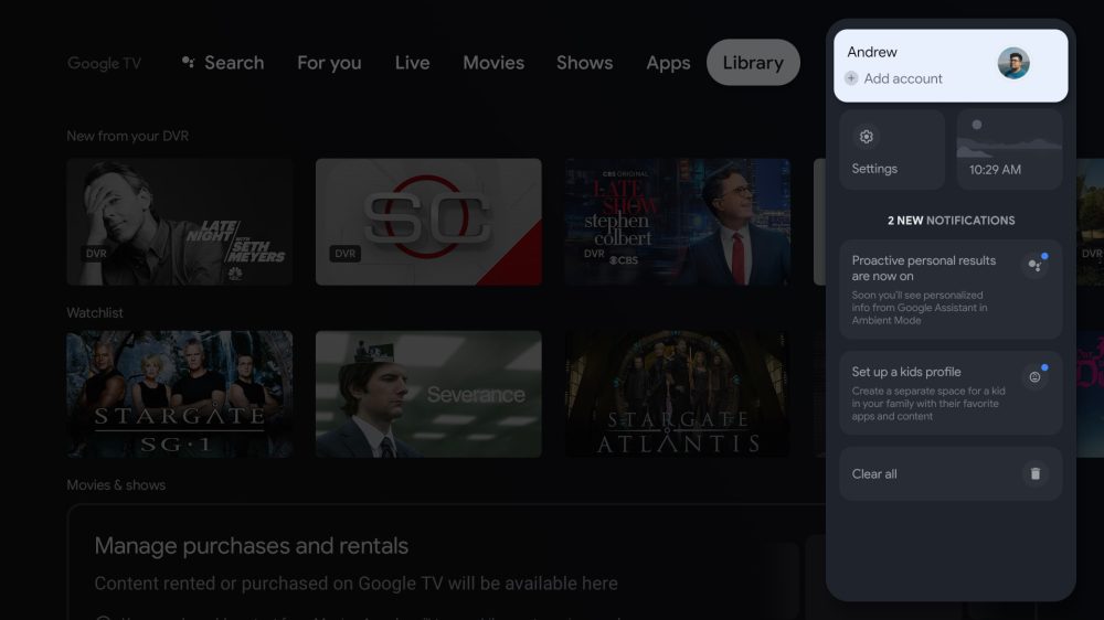 Google TV profiles