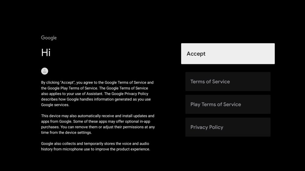 Terms Google TV