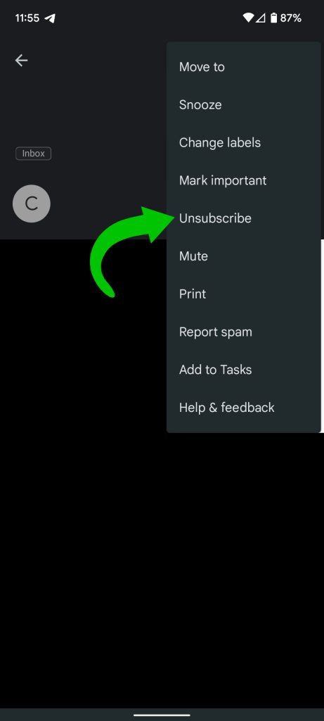 unsubscribe from emails gmail