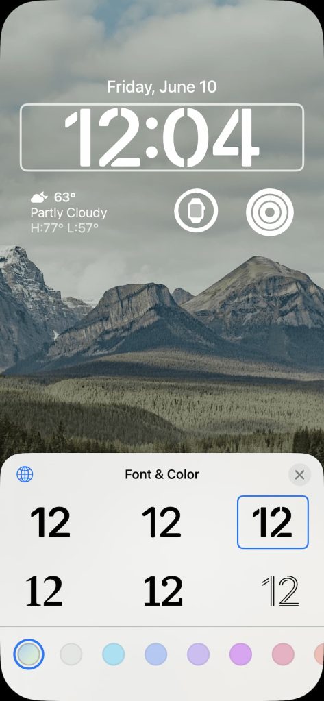 iOS 16 lock screen clock customization