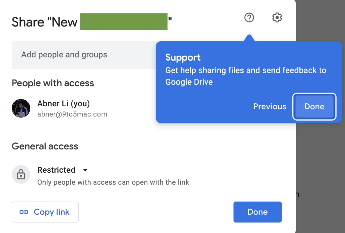 new Google Docs sharing