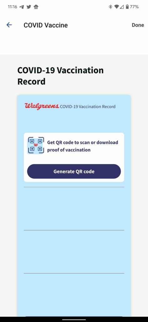 Walgreen COVID Vaccine Google Wallet