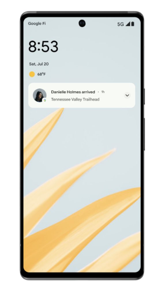 Google Maps location sharing notifications