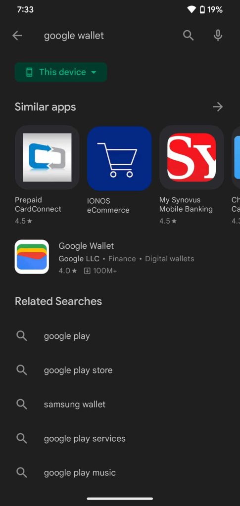 Google Wallet install update