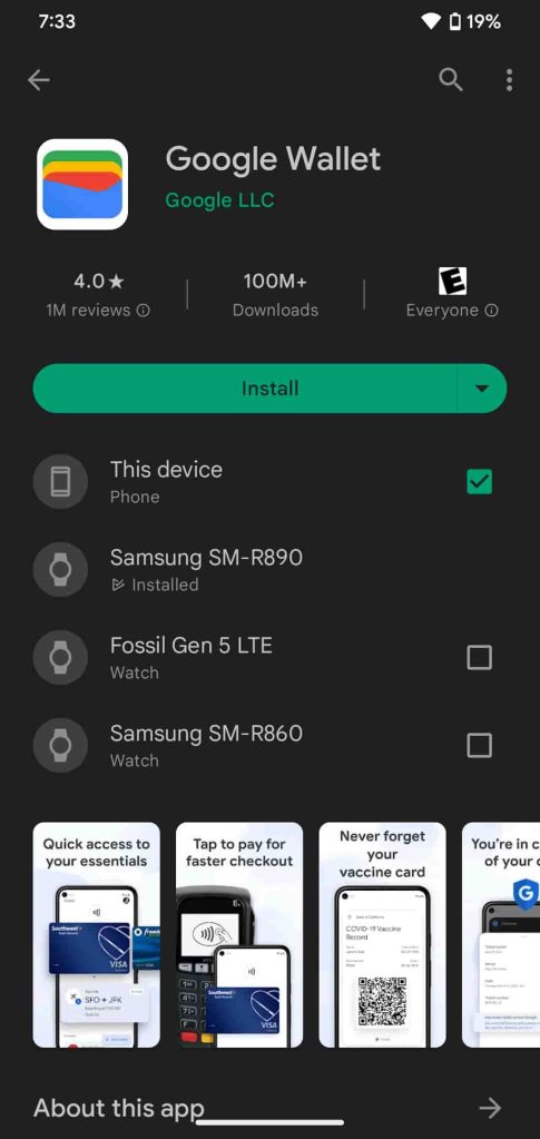 Installing Google Wallet