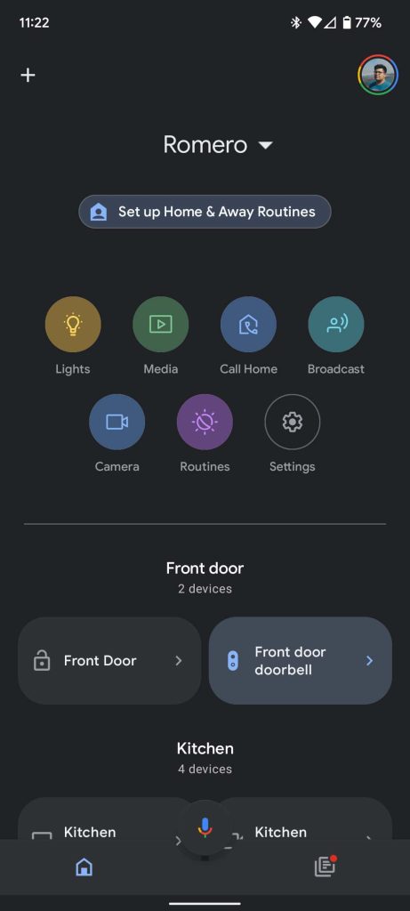Google Home homepage