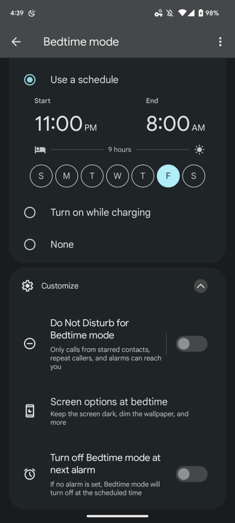Android 13 Bedtime mode