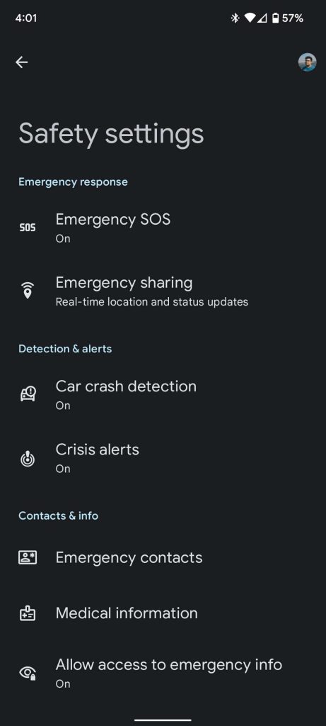 Safety settings