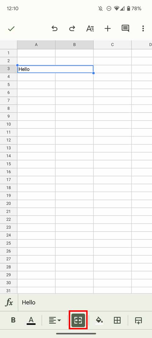 How to merge cells in Google Sheets on mobile
