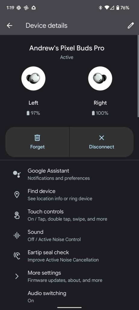 Pixel Buds Pro status