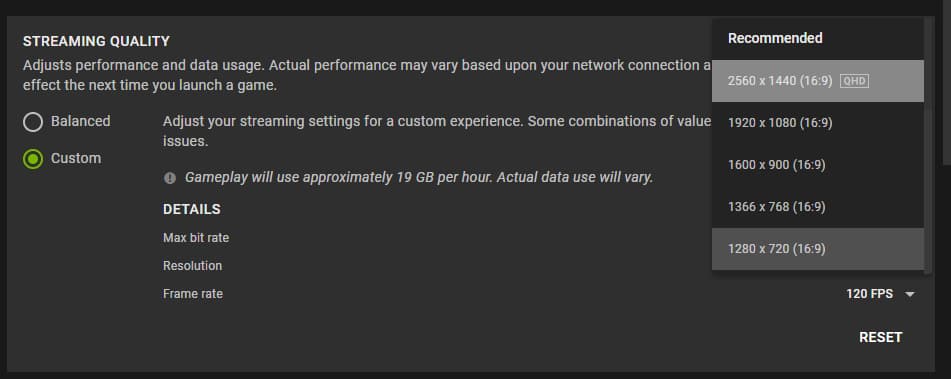 geforce now 1440p browser settings