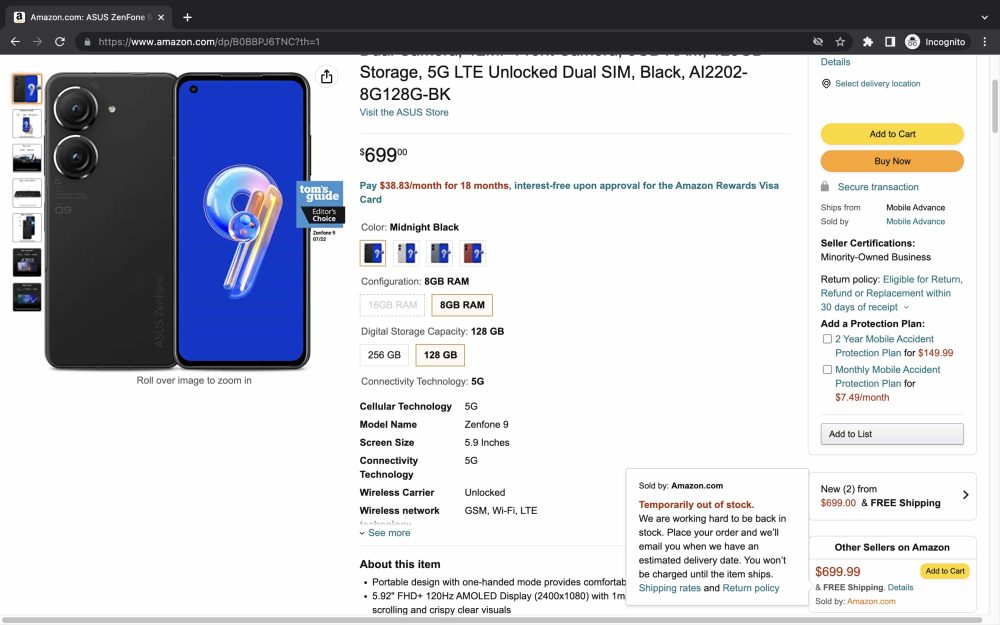 Asus Zenfone 9 US