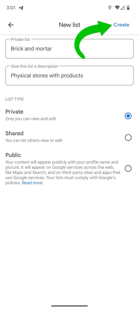 Google Maps lists labels