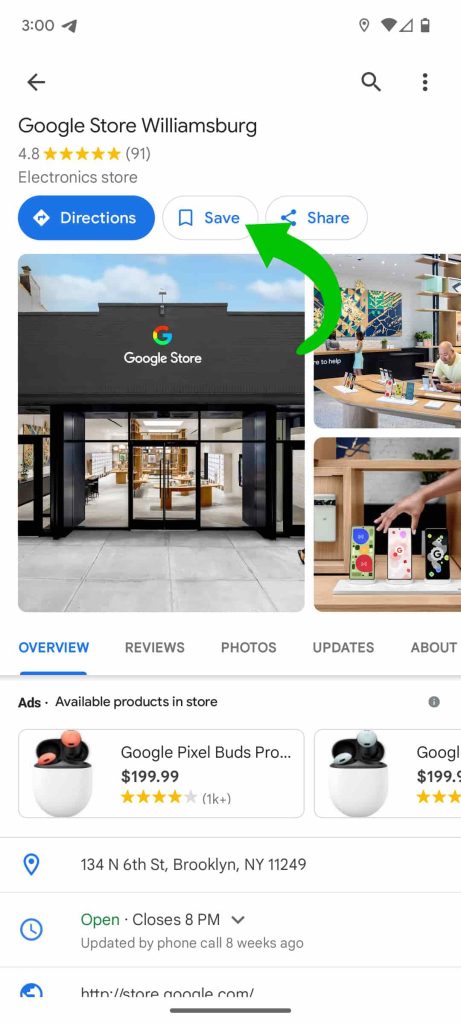 Google Maps lists labels