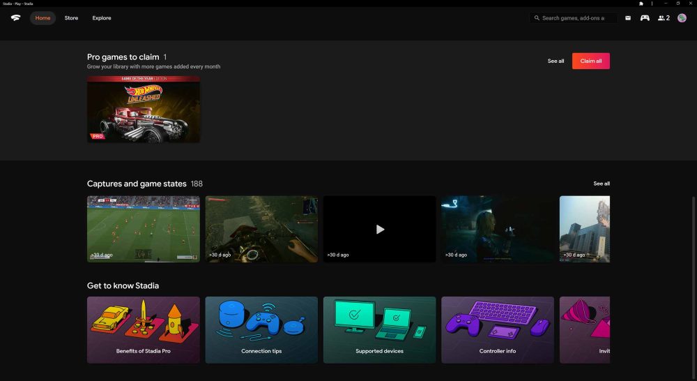 new stadia desktop ui