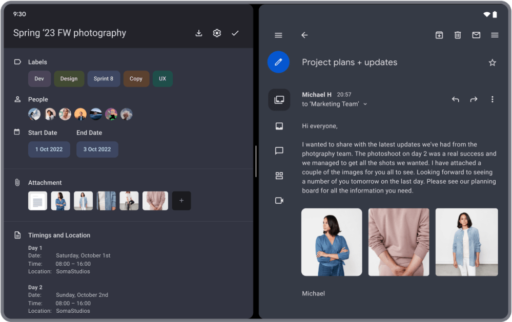 Google tablet foldable apps