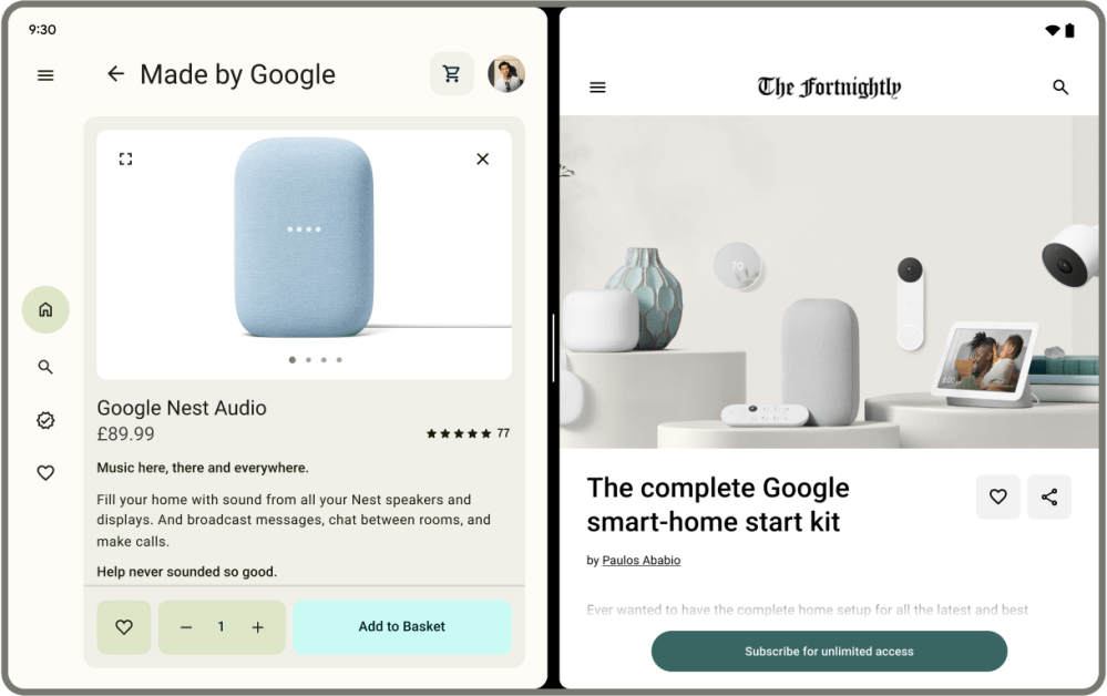 Google tablet foldable apps