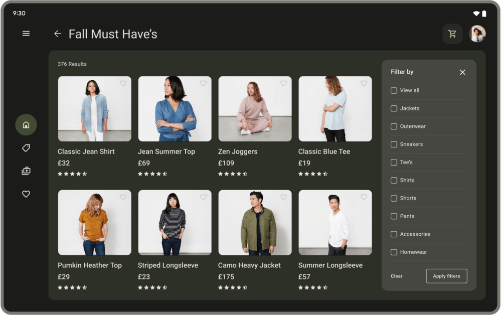 Google tablet foldable apps