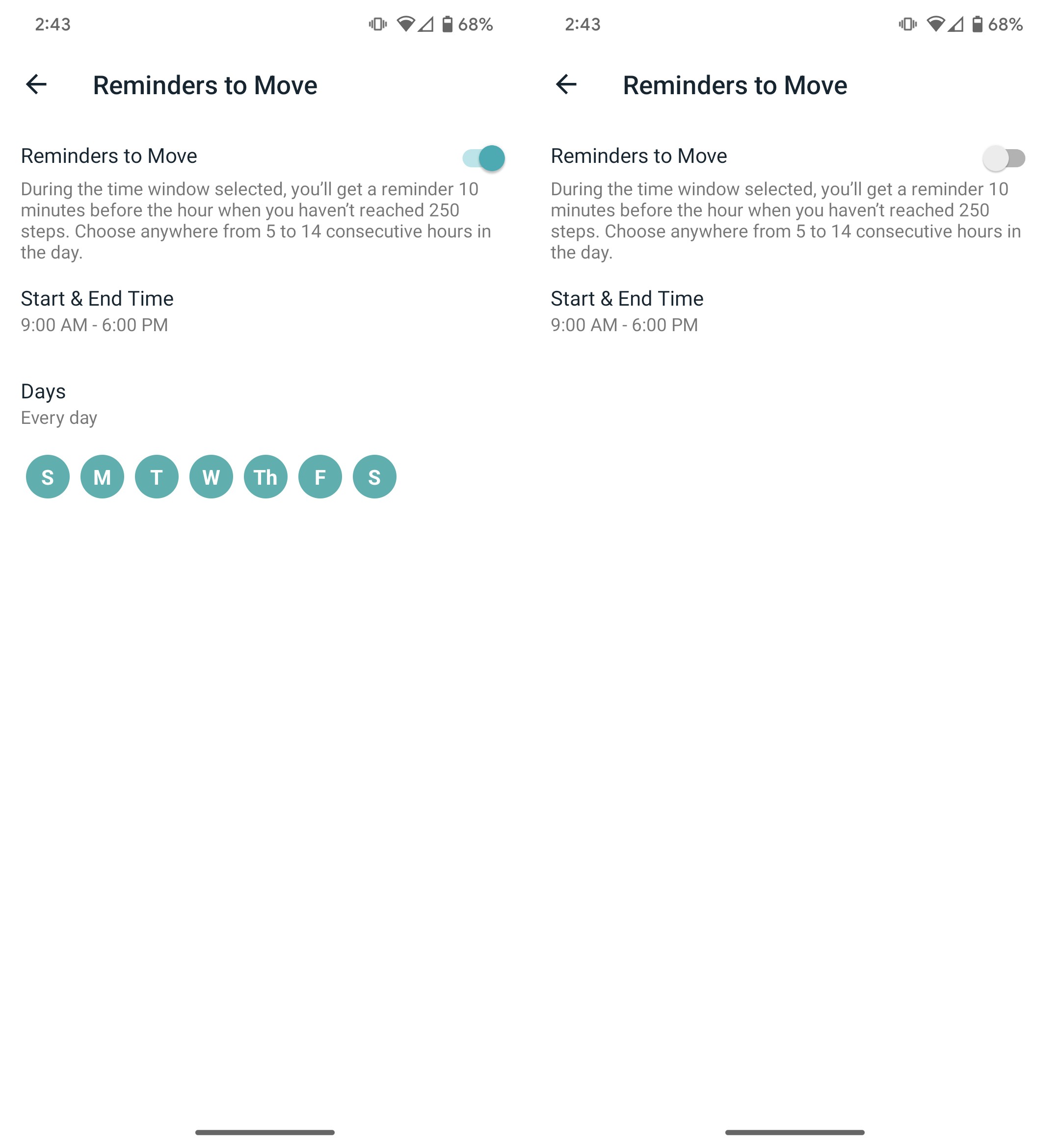 Pixel Watch disable hourly activity step count reminders in Fitbit app