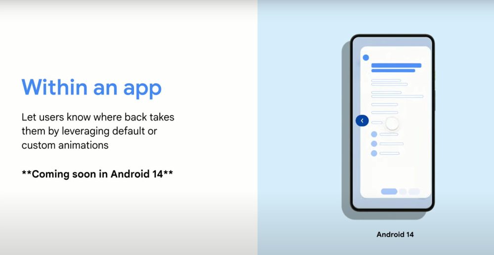 Android 14 predictive back gesture