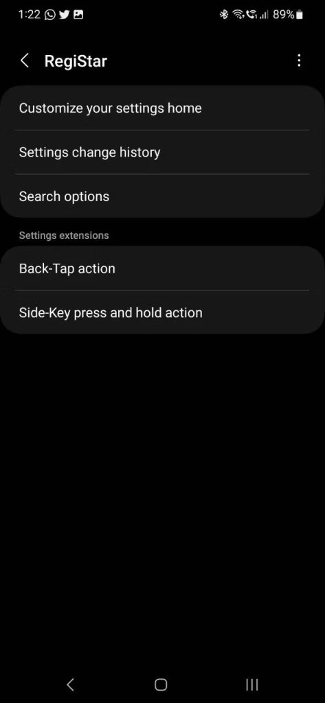 back tap samsung