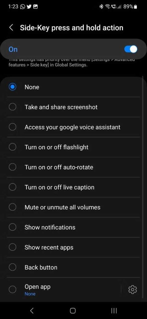 quick tap galaxy phone