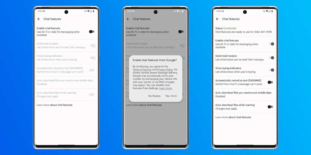 google messages chat features set up