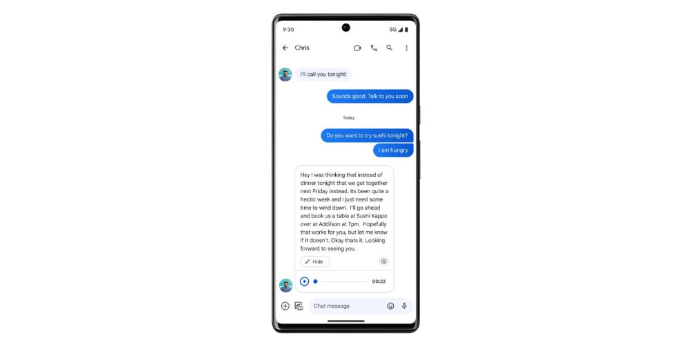 google messages voice transcription