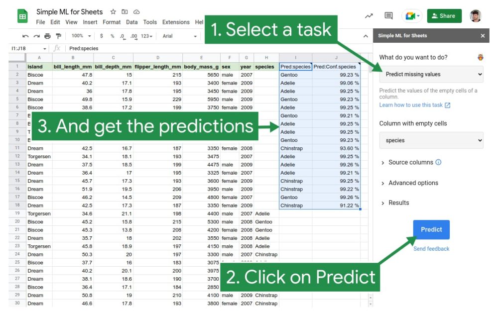 Google Sheets Simple ML