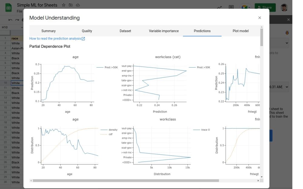 Google Sheets Simple ML
