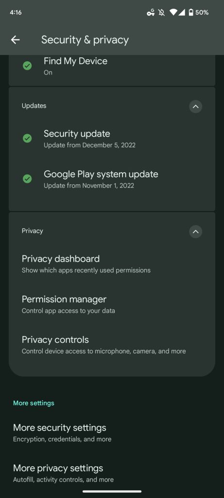 Pixel Security privacy settings