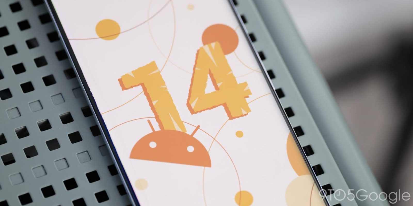 Android 14 graphic on a Pixel phone