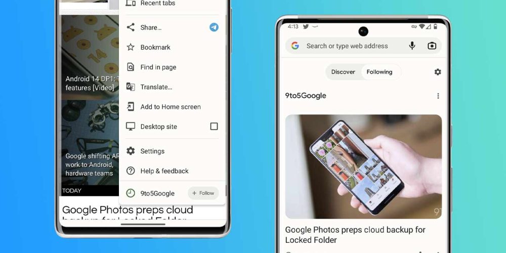 chrome follow feature
