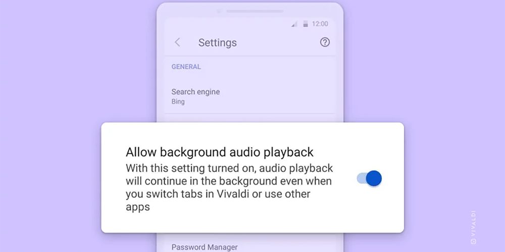 vivaldi youtube background playback