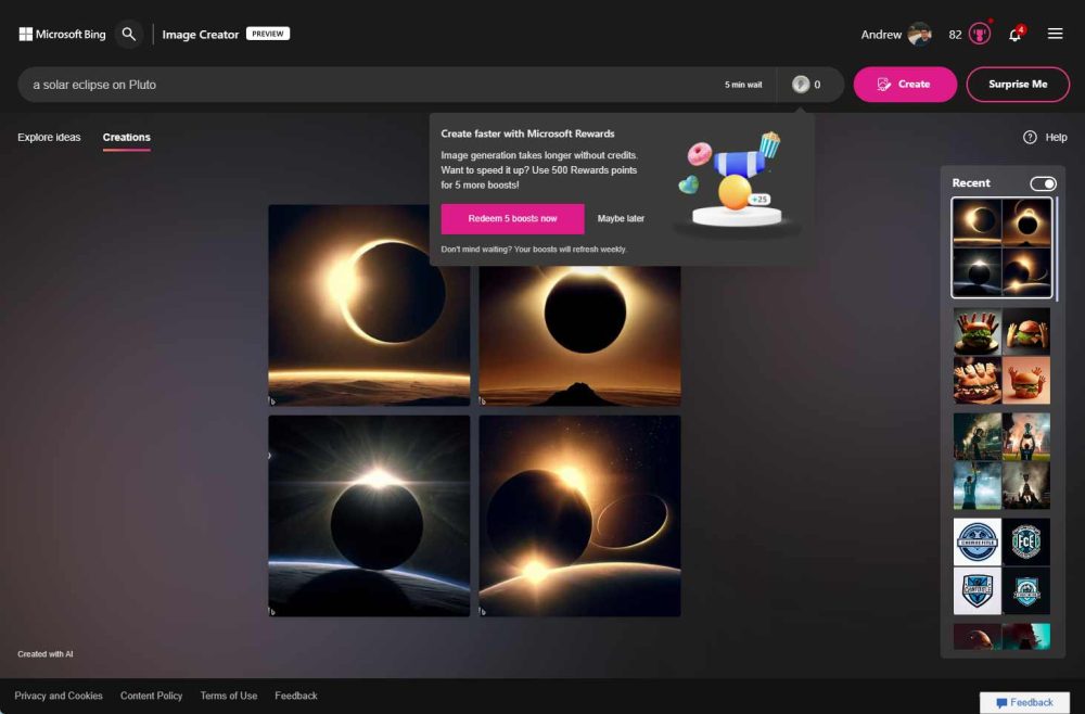 Bing image creator boosts