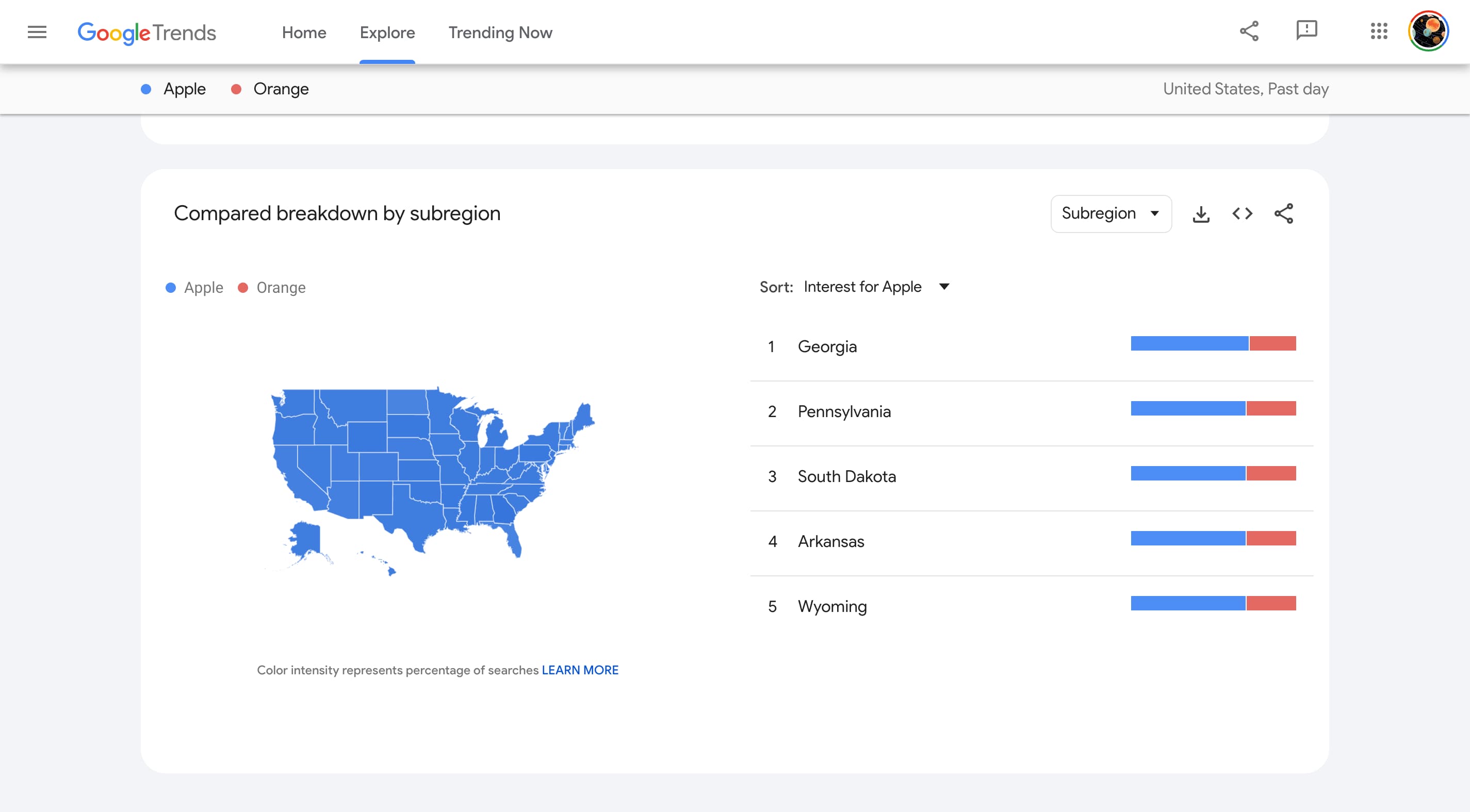Google Trends Material 3 redesign