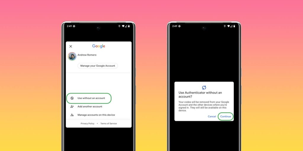 google authenticator offline turn off sync