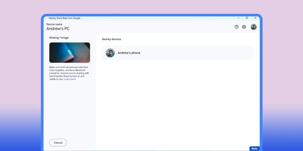 how to nearby share windows pc