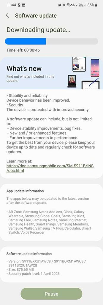 Samsung April update