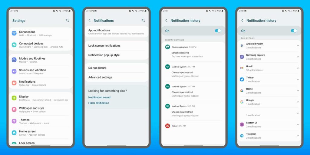 samsung galaxy notification history