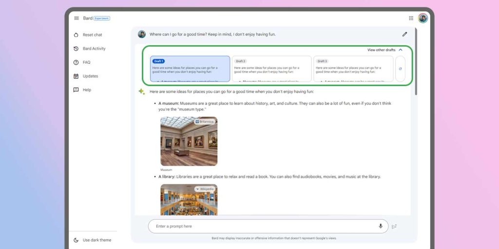 Google Bard features