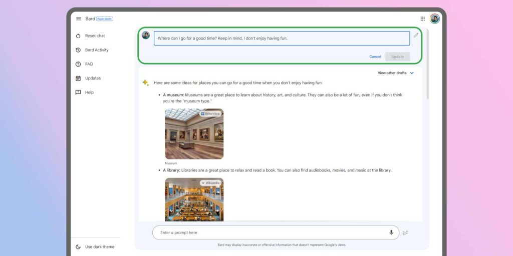 Google Bard features