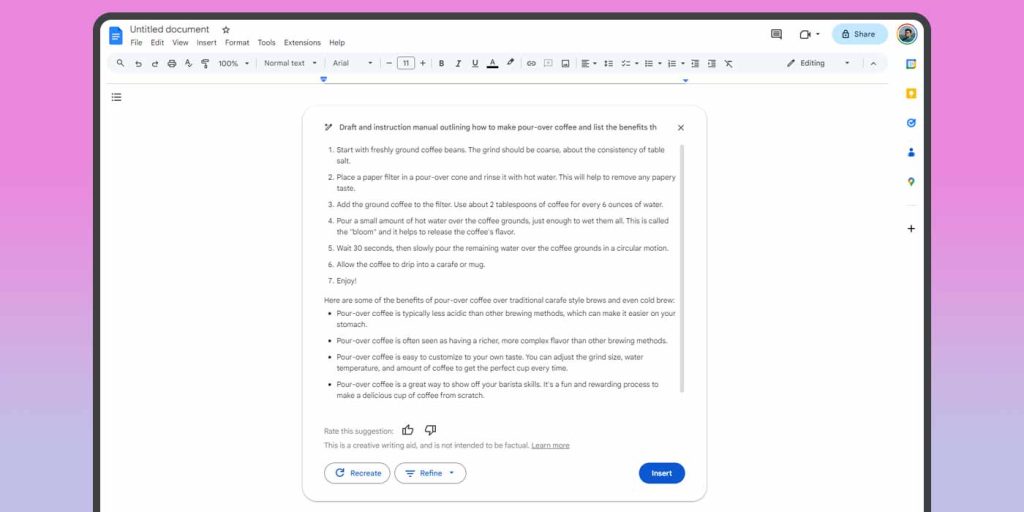Duet AI Google Docs how to
