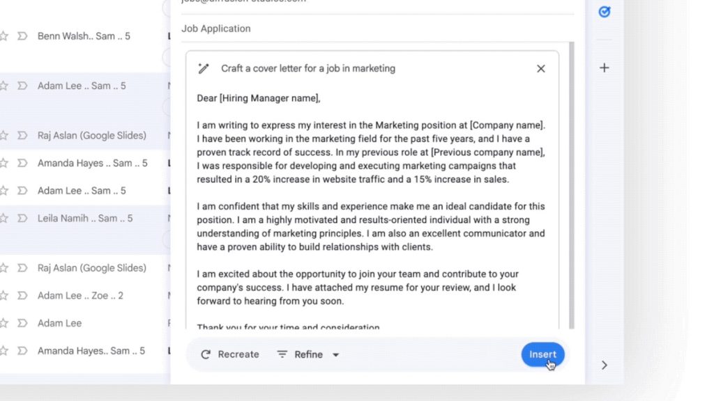 Gmail generative AI testers